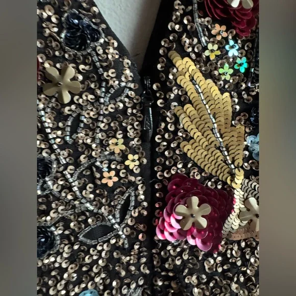 Topshop Bird Embellished Minidress Sequin Beaded Party Event Dress size 4 US - Picture 9 of 11